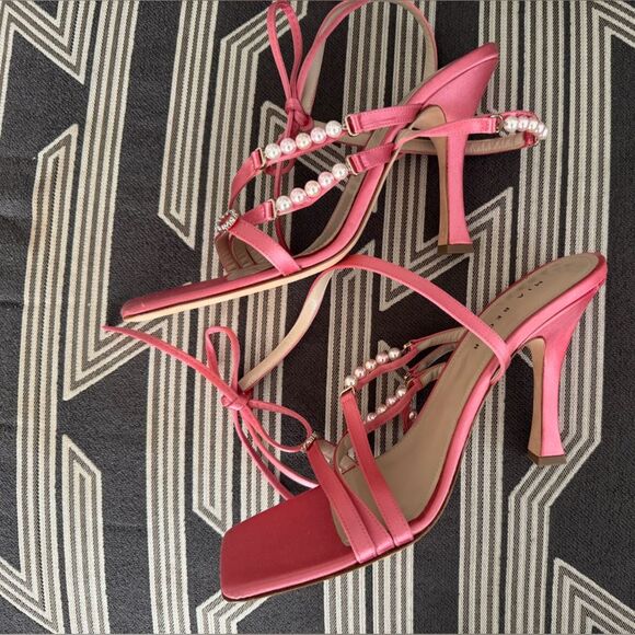 Mia Becar Pink Satin Leather Sandals Size 41/10 - Picture 12 of 16